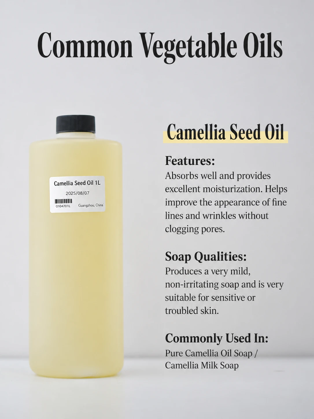 Sweet almond oil bottle used in handmade soap recipes