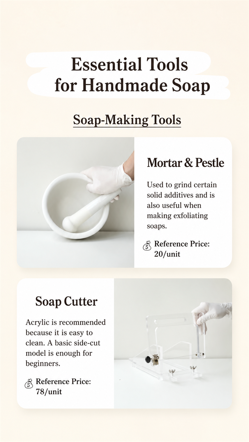Soap cutting table and grinding pot setup for finishing handmade soap