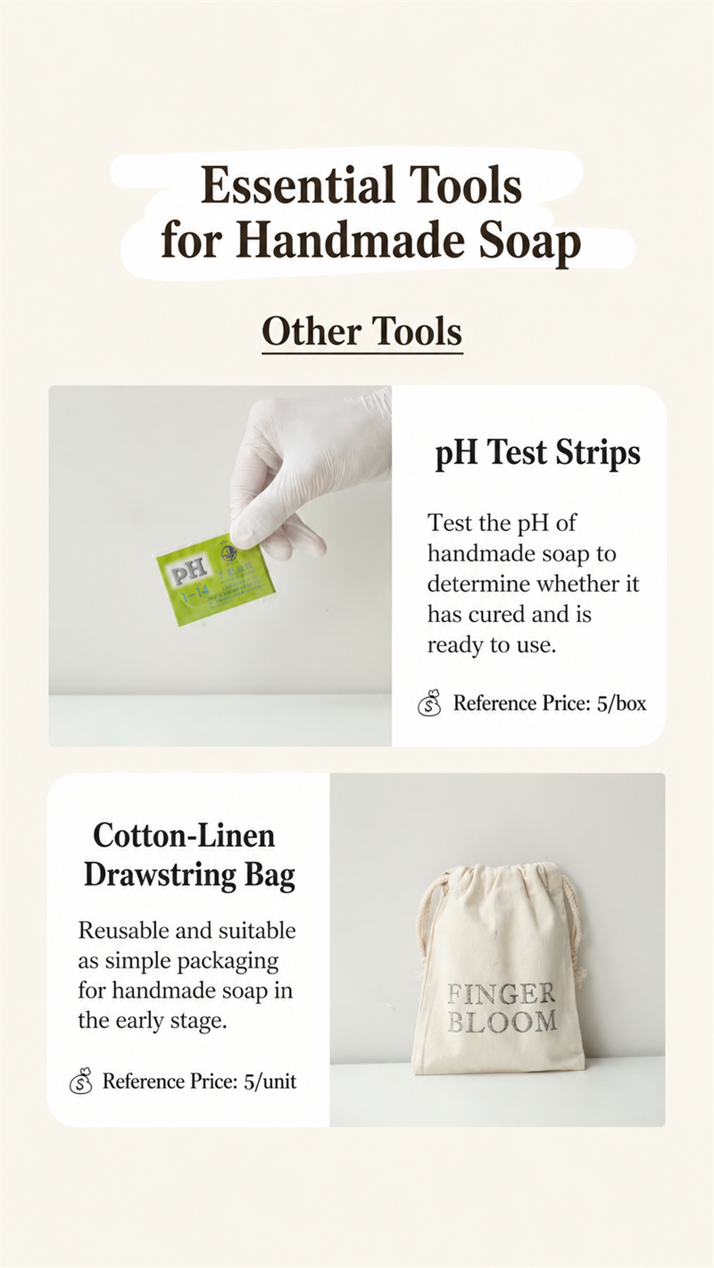 pH test strips for checking handmade soap safety and mildness