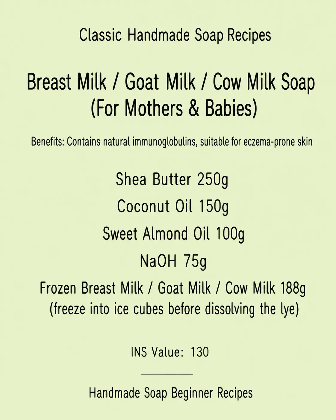 Castile soap made with pure olive oil using a precise lye formula calculation