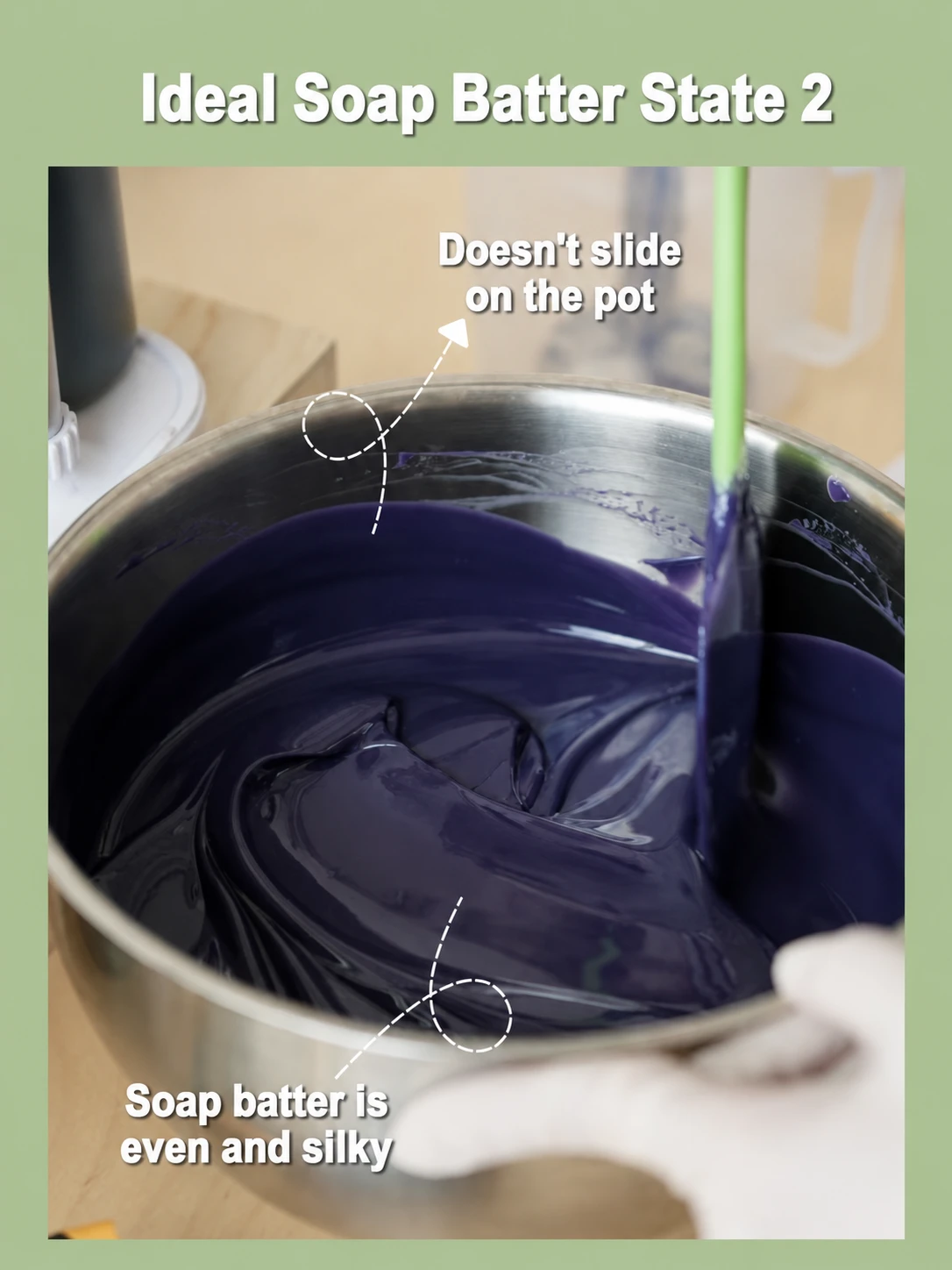 Ideal cold process soap batter consistency at the beginning of trace